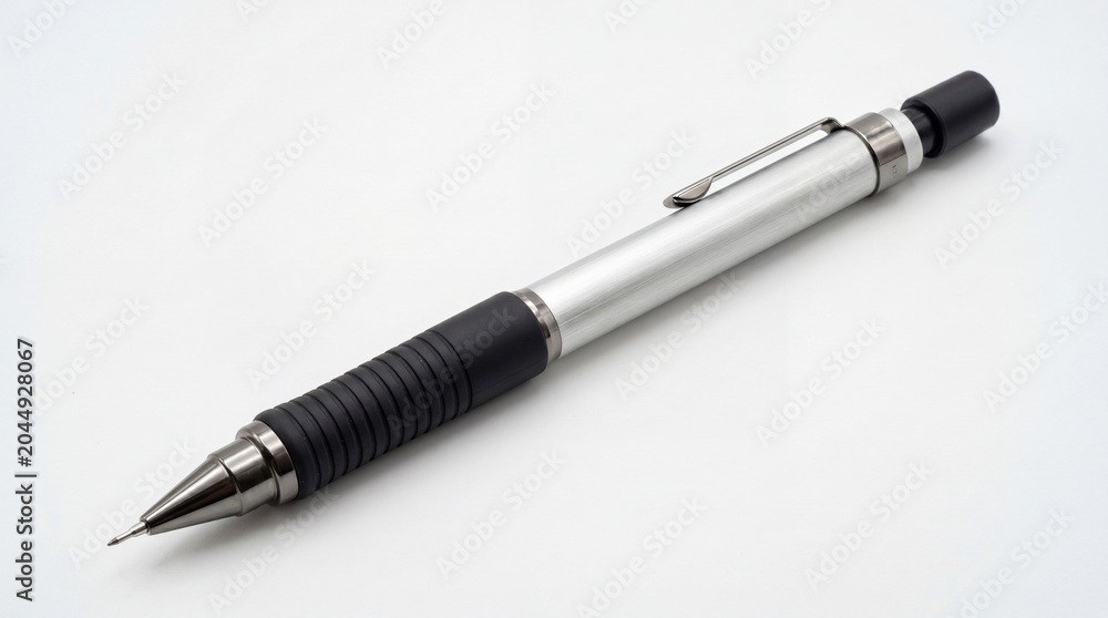 Naklejka premium Modern mechanical pencil with black rubber grip