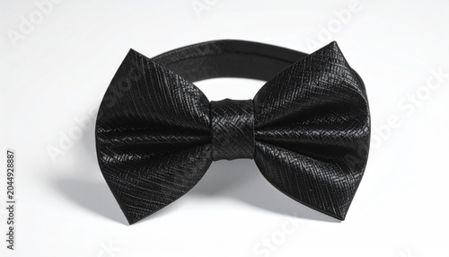 Textured black bow tie with adjustable band on white background