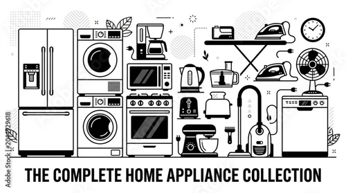 set of household appliances icons