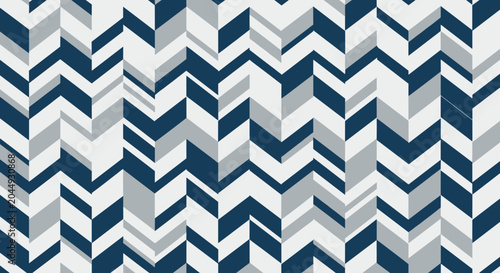 Modern geometric chevron or zigzag pattern in various shades of navy blue, light grey, and white for stylish background textures.