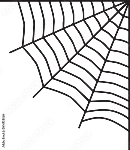 Photography Black and white graphic illustration of a classic spider web, intricately spun a
