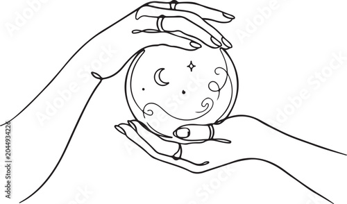 Fotografie Enchanted hands delicately cradle a mystical orb, symbolizing cosmic wisdom and