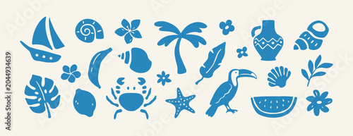 Naive hand drawn summer boho elements. Vector illustration