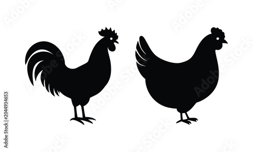 Black Cock rooster silhouette vector