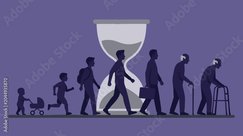Foto Aging process: Man's life stages from baby to elderly with time