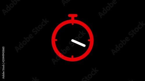 A striking red line art stopwatch icon with a moving hand, suitable for timers or countdown concepts