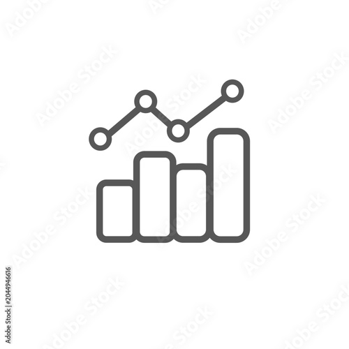 A simple, modern business icon featuring a bar chart and a line graph, perfect for data analysis, financial reporting, and performance tracking projects.