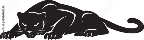Foto Crouching Black Panther Silhouette Mascot Emblem