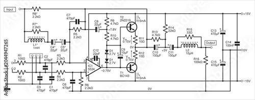 Fotografi Schematic diagram of electronic device 
on paper sheet