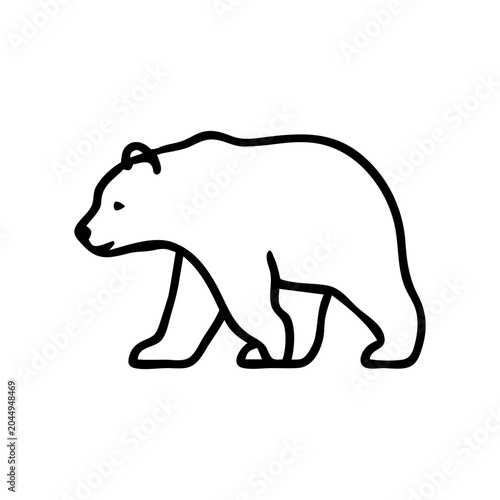 Minimalist polar bear outline symbol and animal icon