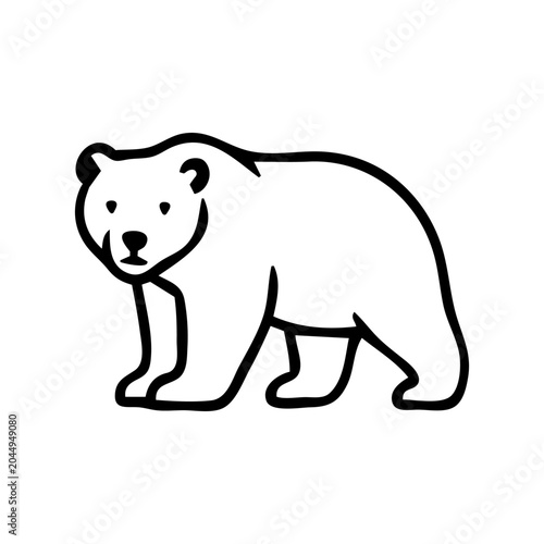 Polar bear outline icon isolated on white background