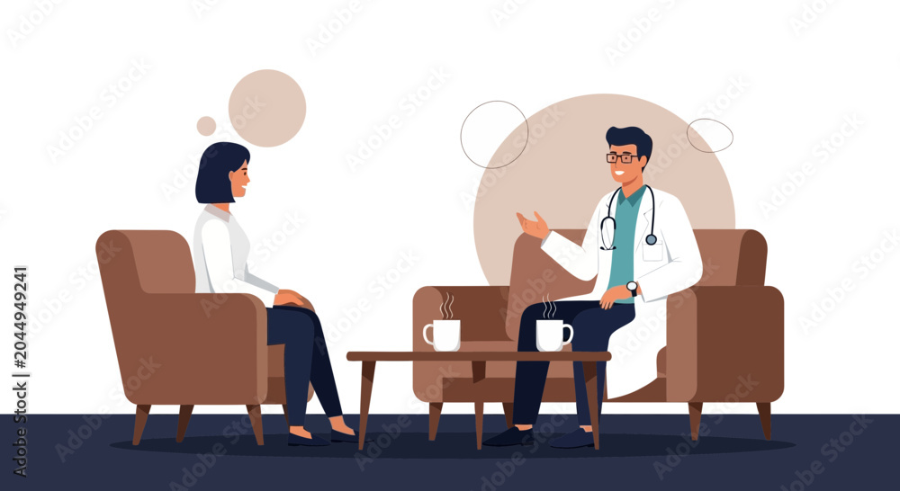 Obraz premium Doctor Discussing with Patient in a Cozy Office Setting