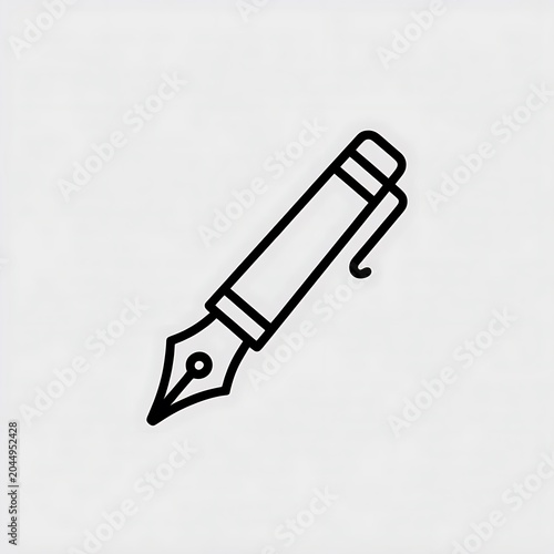 Simple line drawing of a classic fountain pen nib and barrel.