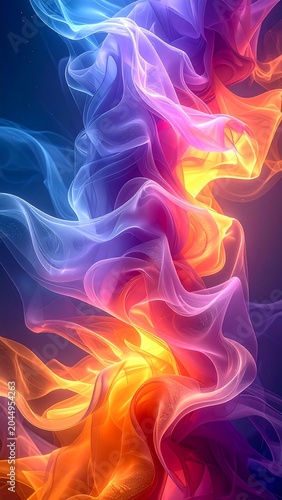 Vibrant, swirling flames in shades of blue, purple, orange, and yellow