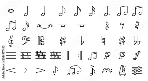 Photos Set of various musical notation symbols and elements isolated on white backgroun