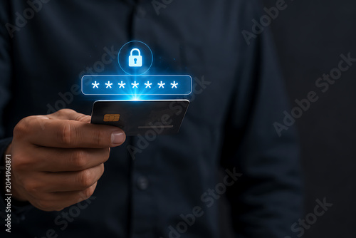 credit card with digital lock interface security payment banking finance
