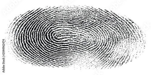 Fotografie Abstract black human fingerprint oval texture biometric security identity verification concept isolated vector illustration background