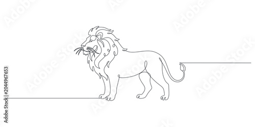 Photography Continuous line drawing of a standing lion