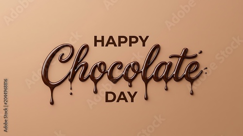 Happy chocolate day text with realistic liquid chocolate drip effect
