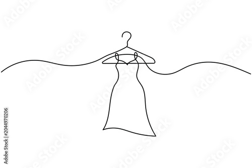 Continuous line drawing female dress clothes hanger