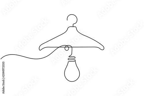 Continuous line drawing clothes hanger combined with light bulb