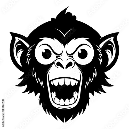 Photography Silhouette vector art illustration of a monkey head