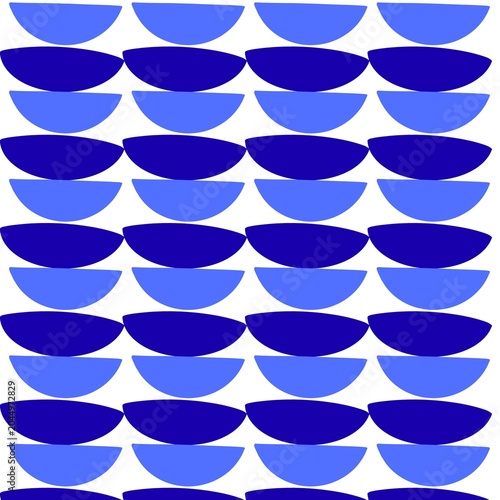 Seamless repeating pattern featuring rows of blue semicircle shapes, semicircle