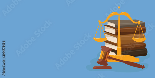 Tableau sur toile Scales of Justice, Law, Judge, Trial, graphic vector illustration