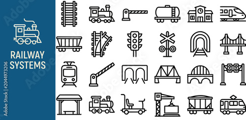 Foto Rail Network and Urban Transit outline icon set
