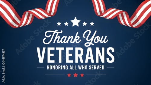 Thank you veterans honoring all who served with american flag ribbon design