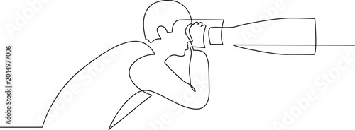 Bild auf Leinwand Continuous line art of a photographer holding a camera with photographer