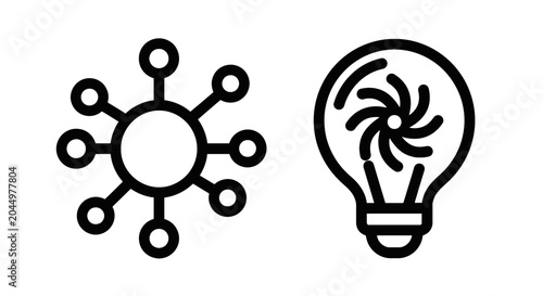 Network and light bulb idea icons with network icon network connection wireless network innovation icon creativity icon solution icon network design