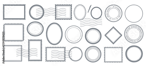 Tableau sur toile Professional postage stamp borders and postmark templates for mail correspondenc