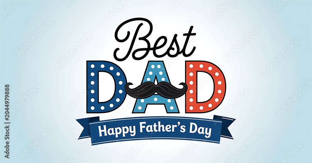 Fototapeta premium Best dad happy father's day colorful greeting card