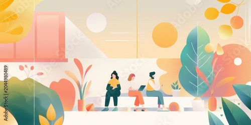 Minimalist illustration for a design agency subscription website header