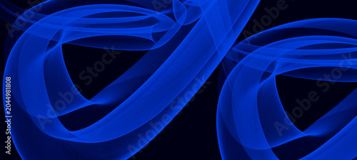 Bild auf Leinwand Dynamic blue light streaks forming artistic swirls on black background represent