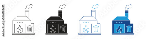 Incineration icon set multiple style collection. Vector illustration.