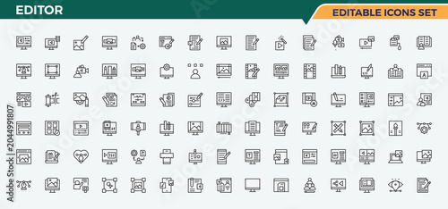 Fotografi Editor line icon set