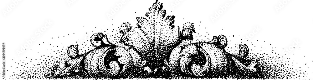 Naklejka premium Symmetrical acanthus flourish ornament on white background