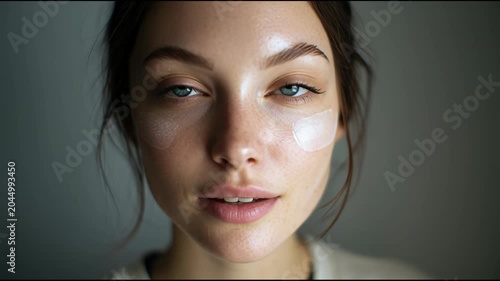 Close-up of a Young Womans Face with Expressive Eyes.
