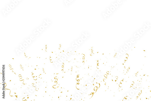 Photography Gold confetti and ribbon background isolated on transparent background