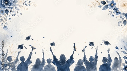 Watercolor Graduation Celebration Background