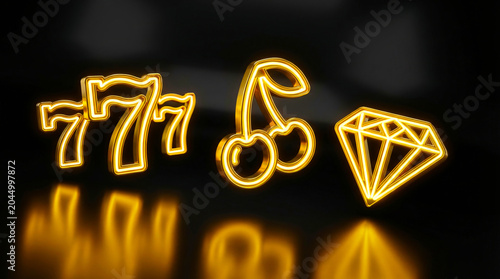 Golden Slot Machine Symbols 3D Render