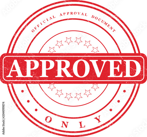 фотографія Distinctive red official approval stamp with a grunge texture, signifying accept