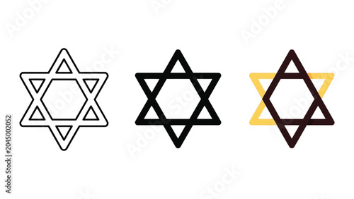 Photos Star of David vector icons set in different line styles
