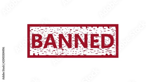 Red Banned Stamp With Grunge Texture Over White Background Conveying Prohibited Concept. Stamp design animation 4k video.