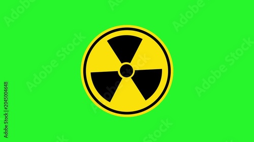 Yellow Radioactive Hazard Symbol On Green Background Radiation Warning Sign For Safety Alerts. Design animation 4k video.