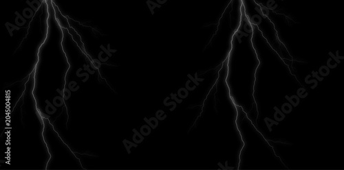 Lightning bolts on black background for weather and dramatic effect