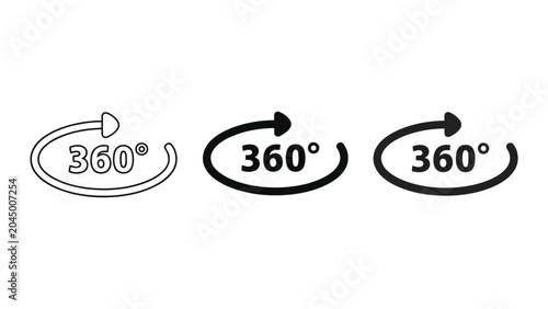360 degree rotation arrow icons set vector illustration