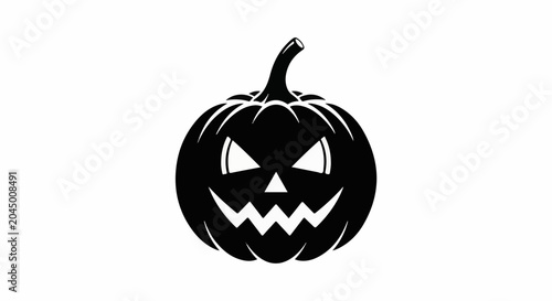 Spooky black jack-o'-lantern with carved triangular eyes and jagged mouth